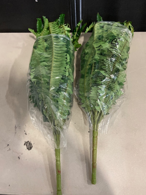 Photo 1 of Artificial Greenery Plants, 2 Pcs 7 Bundles Green Plant with Persian Leaf Leaves Grass Stems for Home Wedding Garden Office Decoration Party Table Backyard Indoor, Green