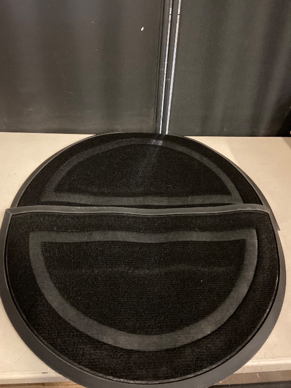 Photo 1 of 2 Pack Half Circle Door Mats, Waterproof All-Weather Indoor/Outdoor Welcome Mats, Sturdy Natural Rubber, Low-Profile Easy to Clean Doormats for Front Door, Patio, Porch, 36x24, Black