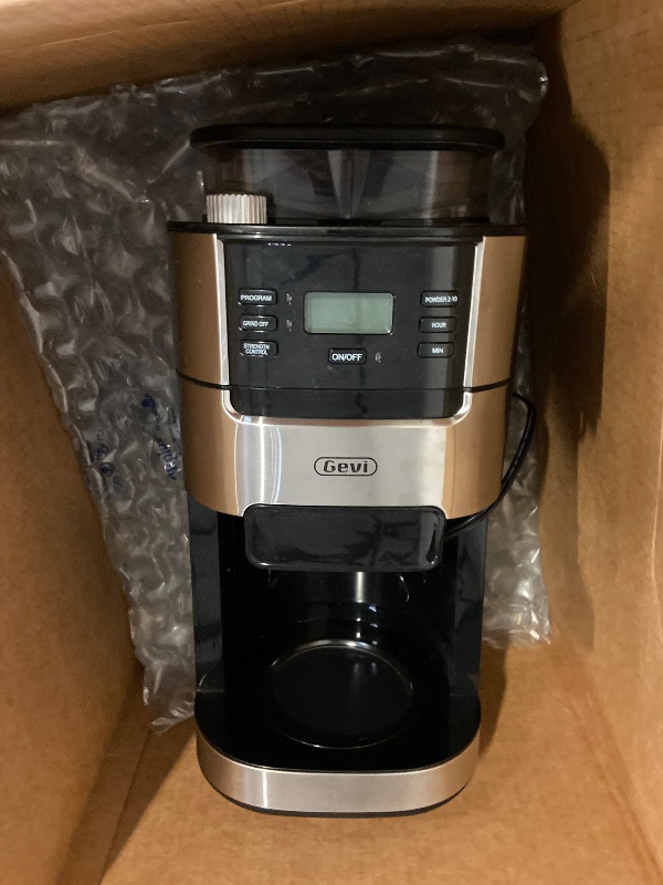 Photo 1 of Gevi 10-Cup Drip Coffee Maker with Built-in Burr Grinder & Programmable Timer, 1.5L Water Tank, Auto Keep-Warm, Reusable Filter - Fresh Ground Coffee Machine (Black)