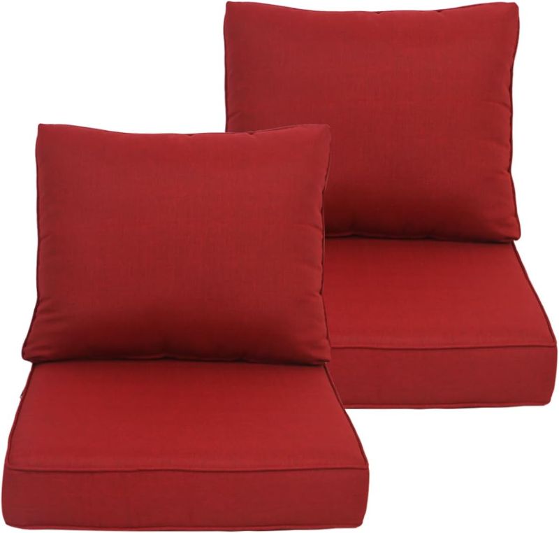 Photo 1 of Outdoor/Indoor 24x27.5 inch Deep Seat Patio Cushions Set of 2 Resilient Foam Filling Water Repellent Stain-Resistant UV Resistant Weather Resistant Patio Cushions Chili