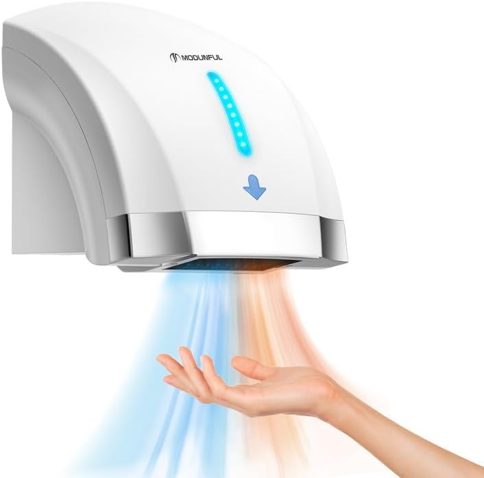 Photo 1 of Hand Dryers for Bathrooms Commercial, Electric Hand Dryer Touchless, Extra Quiet Low Noise(40db), Wall Mounted Type(1600W) (White)