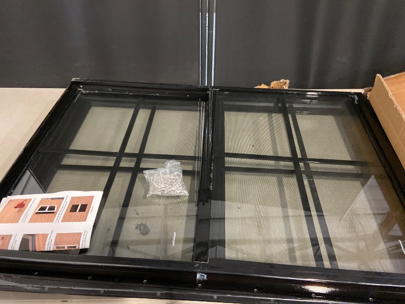 Photo 1 of 2 Pack Shed Window with Black Frame, 24 x 36 Flush Mount Small Window with Tempered Glass and Fiberglass Screen for Shed, Chicken Coop, Playhouse, Household, Garage