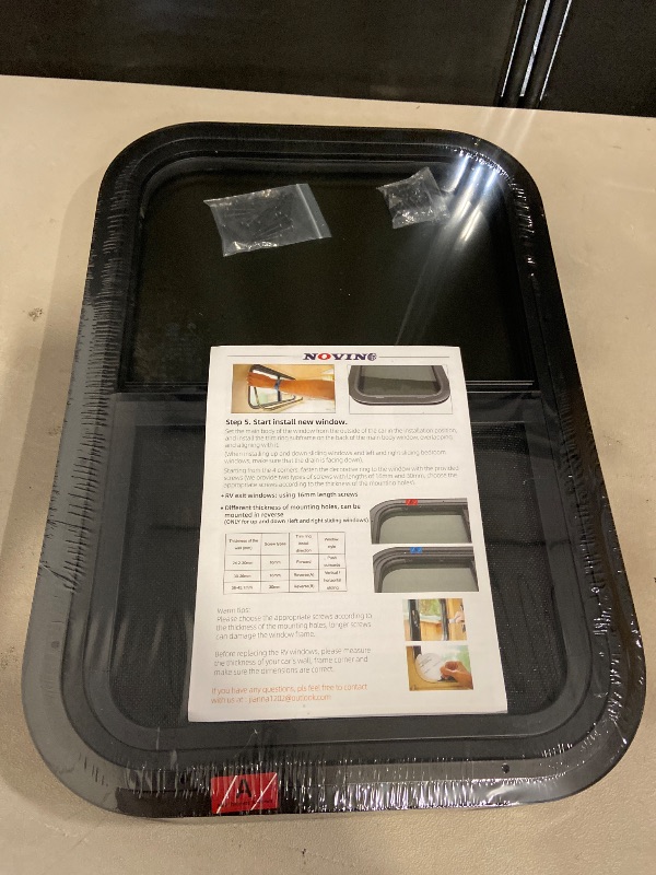 Photo 1 of NOVINO RV Windows for Cargo Trailer, 15" W x 22" H RV Camper Cargo Trailer Windows Replacement, Vertical Sliding,Fit 15/16" or 1-3/8" Thick Wall,Allow Error 1/16”,DOT Approved