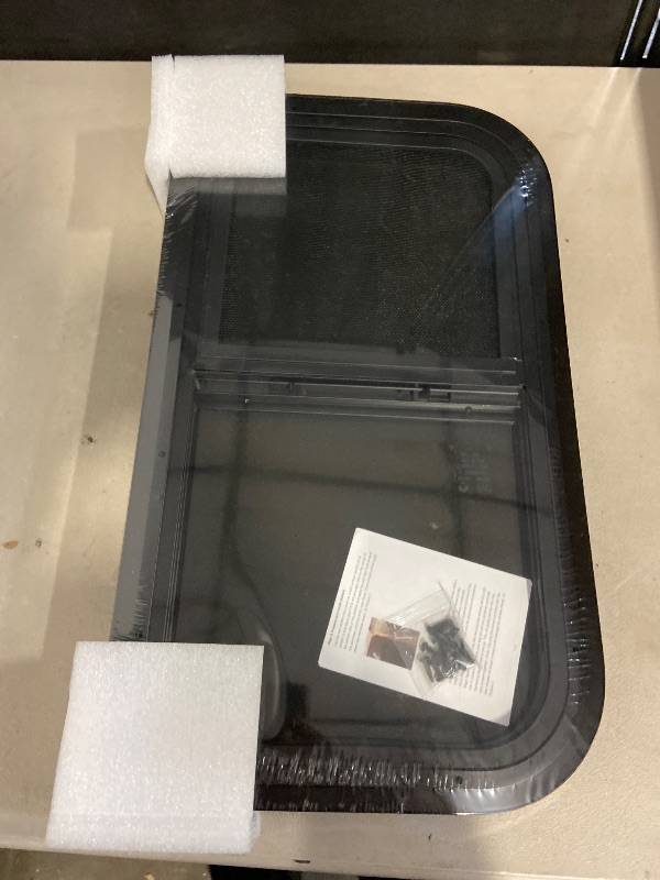 Photo 1 of Vertical RV Window, 12" W x 22" H Tinted Sliding RV Window with Net Screen and Trim Ring, Suitable for 15/16" or 1-3/8" and Slightly Thicker Up to 1/16" Walls, DOT Approved