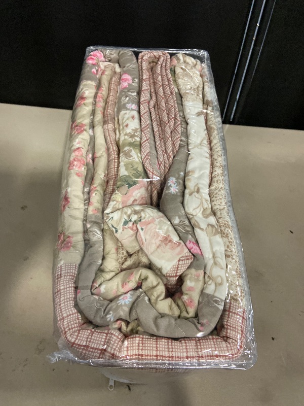 Photo 1 of (Q) SLPR Secret Garden Cotton Quilt Set Queen with 2 Shams Pink Floral Flower Pattern