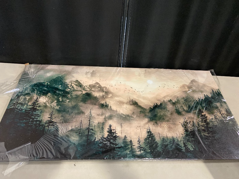 Photo 1 of Large Framed Wall Decor For Living Room Canvas Wall Art For Office Farmhouse Wall Decorations For Bedroom Forest Fog Landscape Paintings Modern Pictures Artwork Room Home Decor 24x48 In