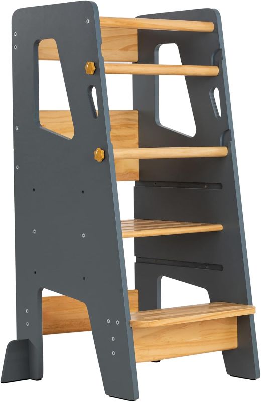 Photo 1 of Toddler Standing Tower - Adjustable Height Toddler Kitchen Stool Helper - Ideal Kids Kitchen Step Stool for Learning New Skills - Updated Design with Safety Feet - Gray