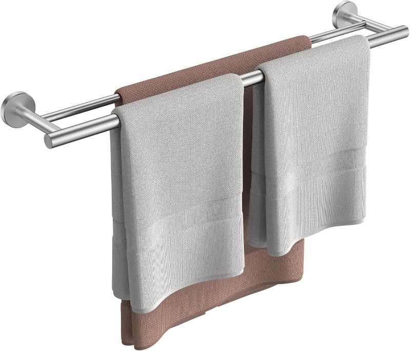 Photo 1 of FORIOUS Double Towel Bar, 24 Inch Dual Towel Racks for Bathroom, Heavy Duty SUS304 Stainless Steel Towel Holder Rail Wall Mount, Includes Wall Mounting Hardware, Brushed Nickel