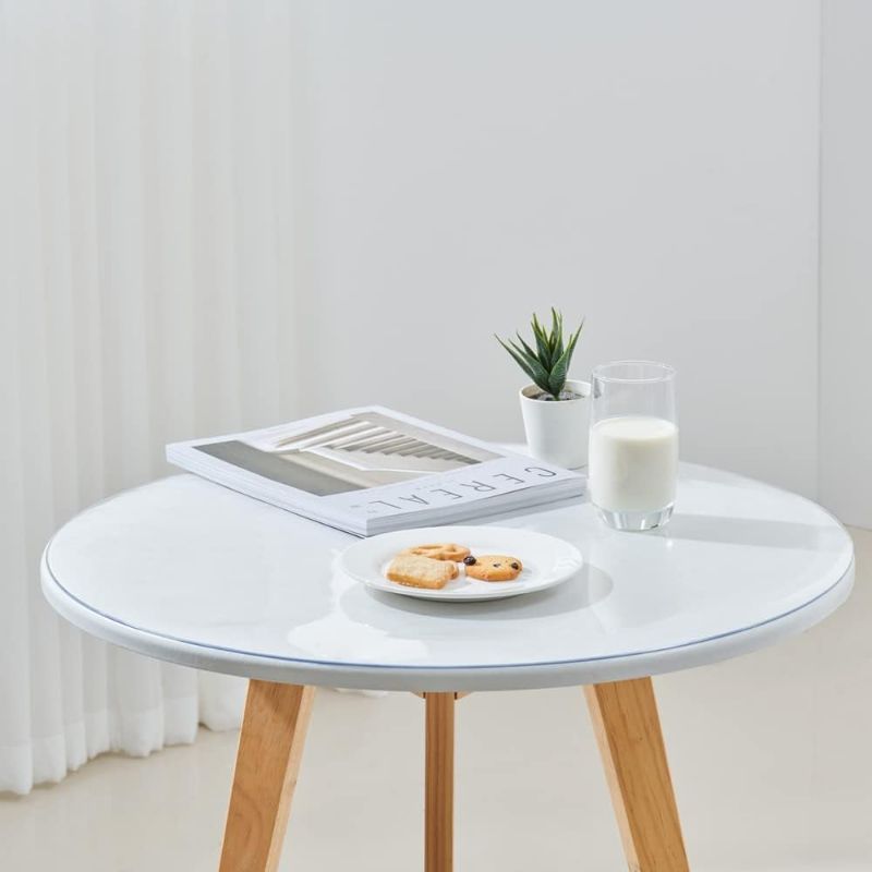 Photo 1 of 32 Inch Clear Round Table Cover Protector, 1.5mm Thick Plastic Desk Protector Mat, Round Waterproof PVC Desk Cover, Vinyl Placemats for Circle Desktop, Coffee Table, Dining Room Table