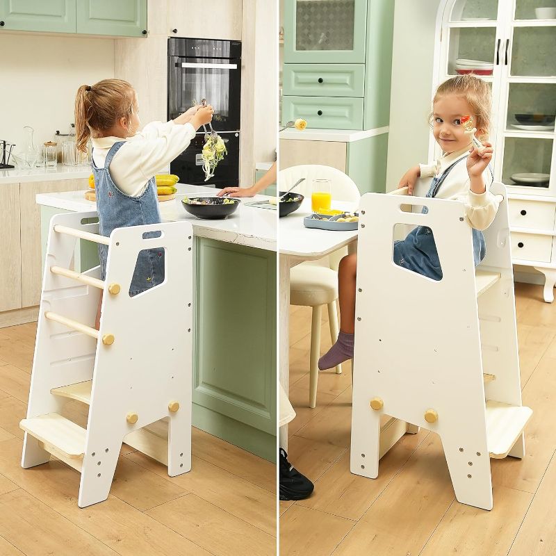 Photo 1 of GroowingMind® Toddler Tower with Seat – 2-in-1 Montessori Standing Tower & Toddler Step Stool | Adjustable, Safe & Loved by Parents