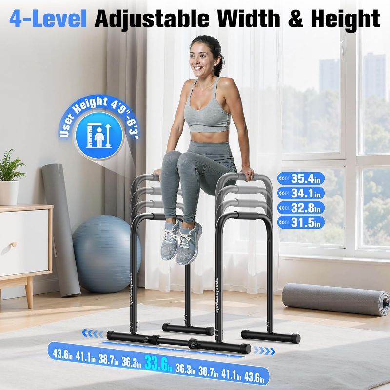 Photo 1 of Sportsroyals Adjustable Dip Bar Station, Heavy Duty Parallette & Parallel Bars, 400LBS Stable Dip Stands for Home Gym, Calisthenics & Upper Body Workout Equipment