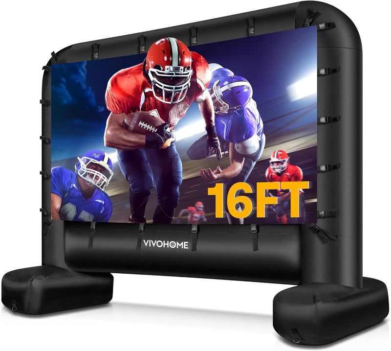 Photo 1 of VIVOHOME 16 FT Inflatable Projector Screen for Outside, Blow Up Movie Screen Outdoor Use, Mega Large TV Screen with Carry Bag for Backyard, Tube Leg Support