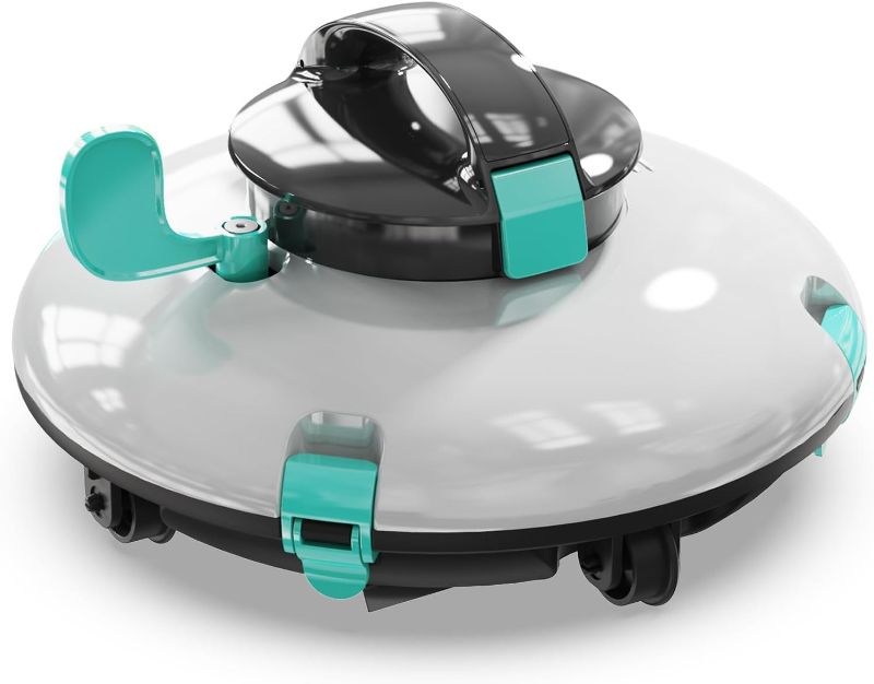 Photo 1 of Cordless Robotic Pool Cleaner, Automatic Above Ground Pool Vacuum with 70 Mins Runtime, 15KPa Powerful Suction, Self-Parking, Lightweight, Ideal for Above-Ground Flat Pools up to 38 Feet, Green