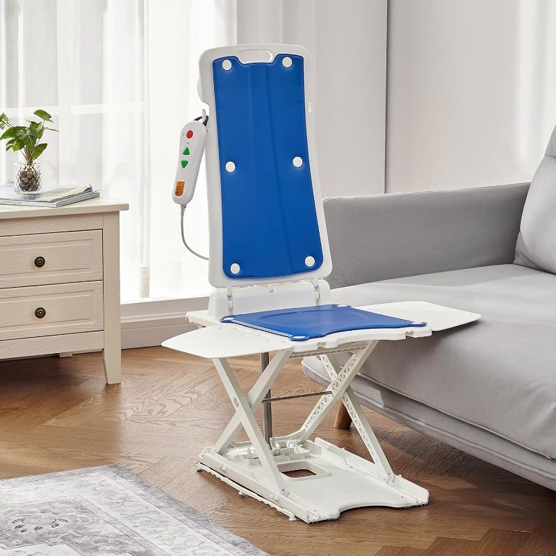 Photo 1 of HUANUO 2-in-1 Electric Chair Lift for Elderly – Floor Lift & IP68 Waterproof Bath Lift for Tub, Foldable, 308 lbs Capacity, Remote Control, Height Adjustable 2.3"-18.9", for Fall Recovery & Home Care