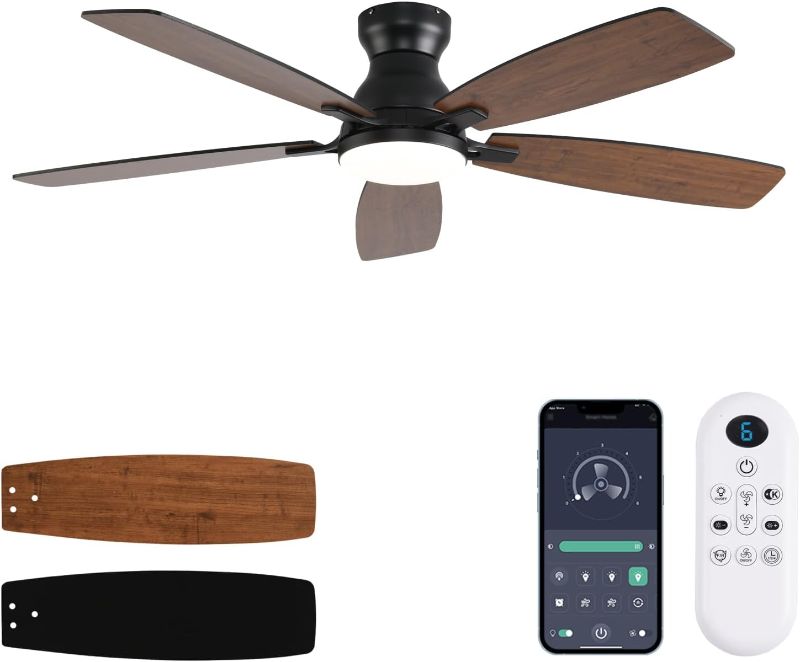 Photo 1 of Low Profile Ceiling Fans with Lights, Flush Mount DC Reversible Motor Noiseless Remote Control