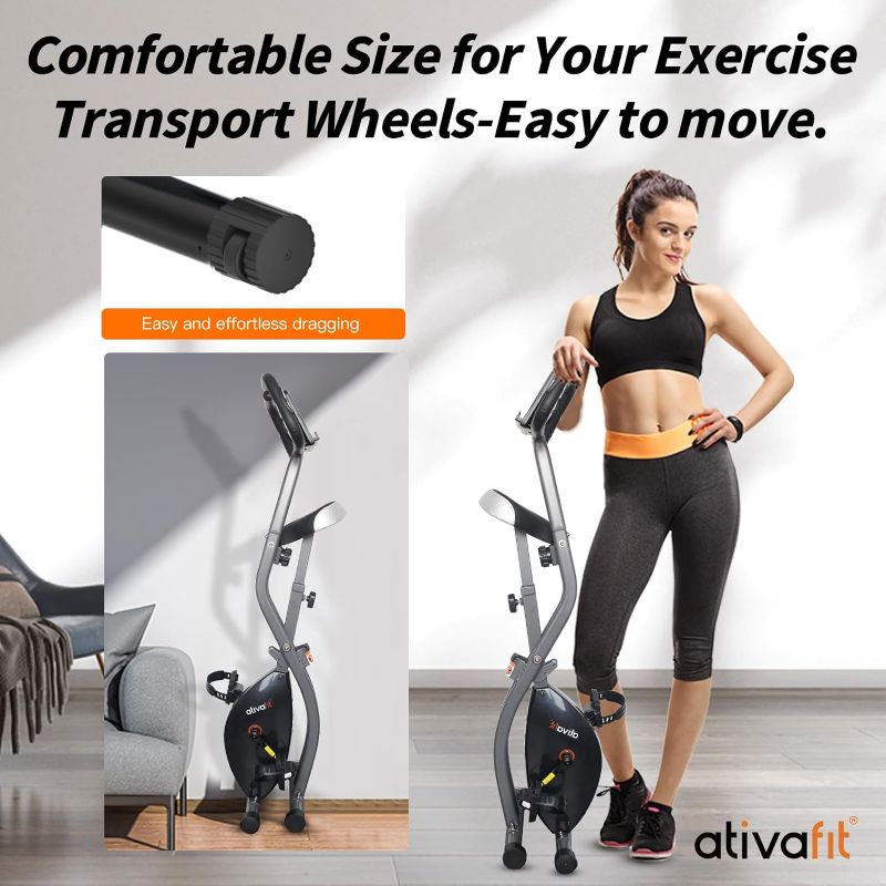 Photo 1 of ATIVAFIT Exercise Bike Foldable Fitness Indoor Cycling Bike Magnetic 3 in 1 Upright Recumbent Exercise Bike with Resistance Bands for Home Workout