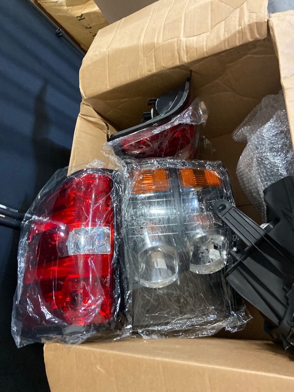 Photo 1 of Headlight Taillight Assembly Fit For 2007-2013 Chevy Silverado 1500 2007-2014 Chevy Silverado 2500HD 3500HD Black Housing Amber Corner w/Red Taillights Rear Brake Lamp