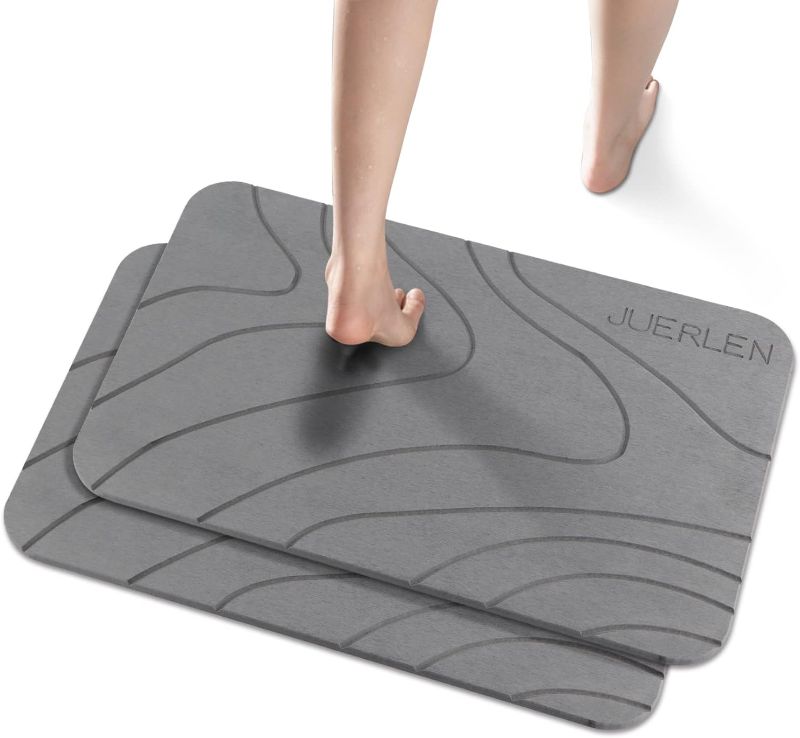 Photo 1 of Diatomaceous Earth Shower Mat Stone Bath Mat for Bathroom Shower Floor 24 x 16 inch Wave Design