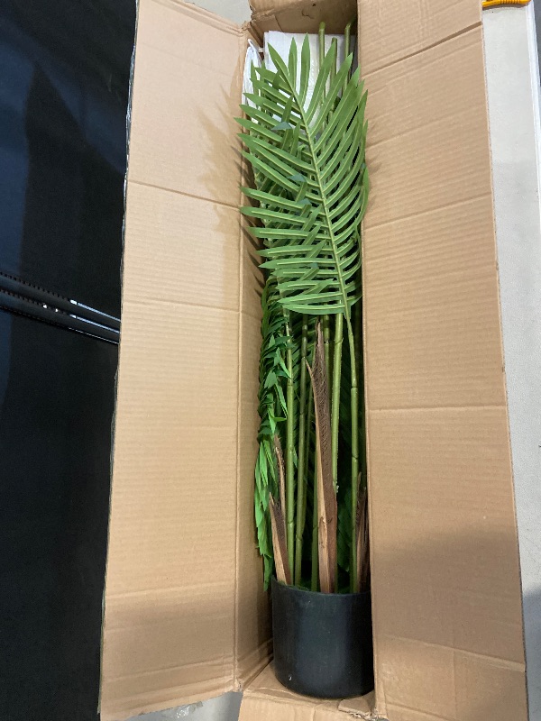 Photo 1 of 6FT Artificial Dracaena Tree with Black Planter - Real Touch Fake Plant for Home & Office Decor, Faux Yucca Indoor Floor Tree