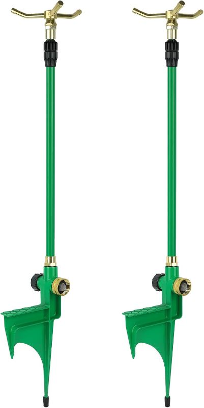 Photo 1 of [2 Pack] RESTMO 3-Arm Sprinkler with Adjustable Telescoping Base, 360 Degree Rotation High-Rise Lawn Sprinkler for Large Area Coverage, Gardening Watering System Sprinklers, Lawn Irrigation System