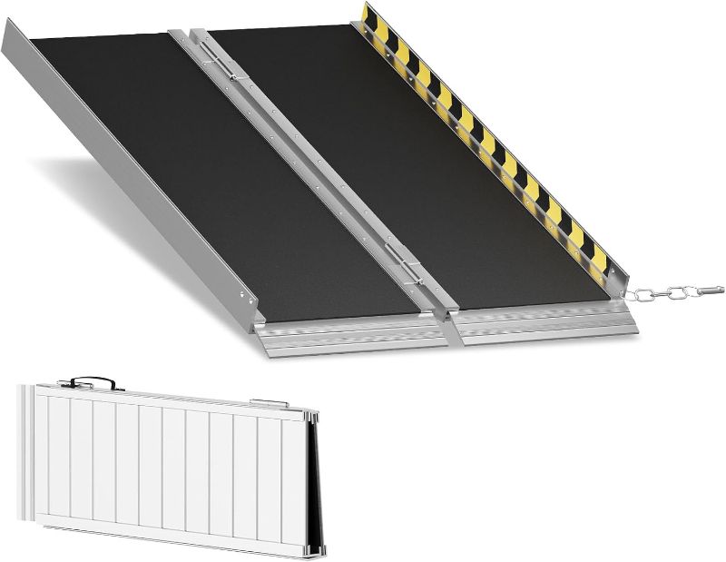 Photo 1 of Portable Wheelchair Ramp 4FT,800LBS Weight Capacity Threshold Ramps with Non-Slip Aluminum for Wheelchair,Wheel Chair Ramp for Home Steps, Foldable Handicap Ramps for Home,Steps