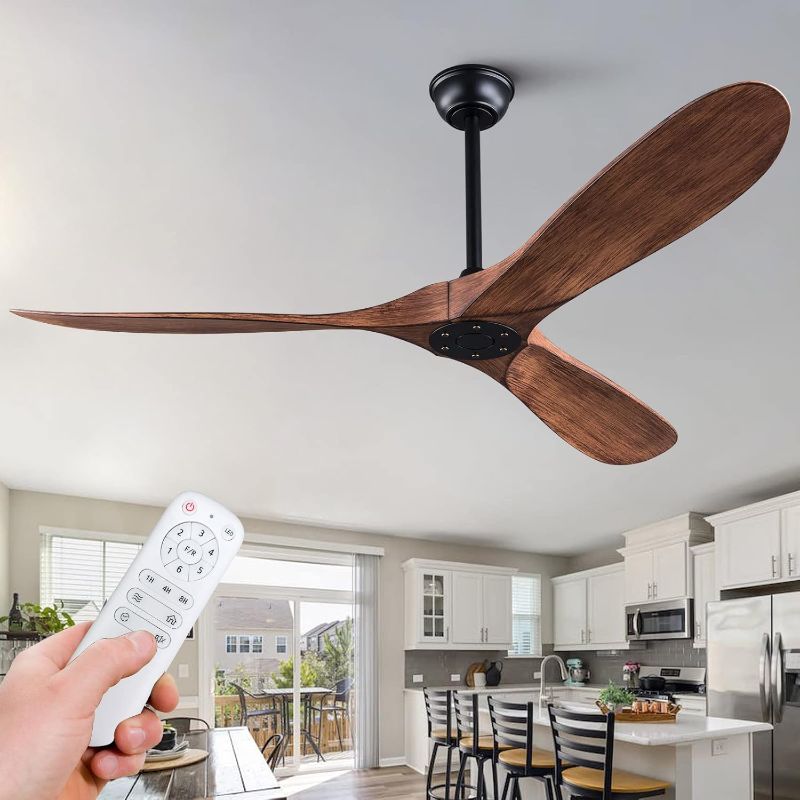 Photo 1 of KBZZ 60'' Modern Ceiling Fan Without Light - Remote Control, Silent Reversible DC Motor for Indoor/Outdoor Use in Patio, Living Room