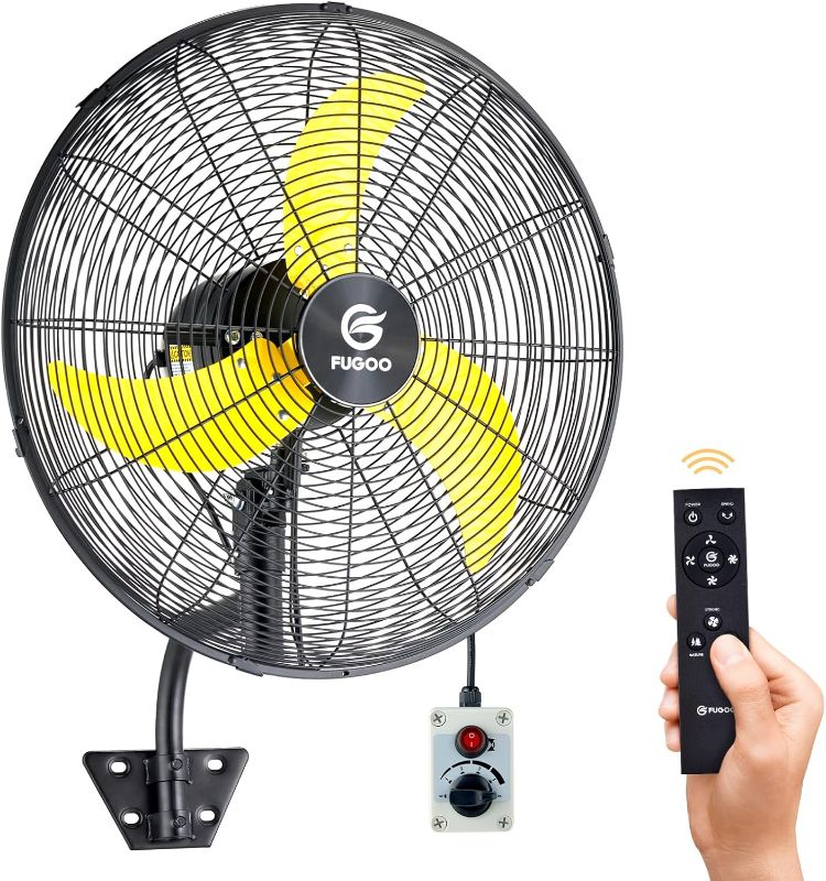 Photo 1 of FUGOO 24" Quiet Outdoor Oscillating Wall Mount Fan With Remote Control,All Sealed BLDC Motor,4-Speed Waterproof Outdoor Fan, Heavy Duty Industrial Wall Fans for House,Patios,Garage,Warehouse 5000CFM