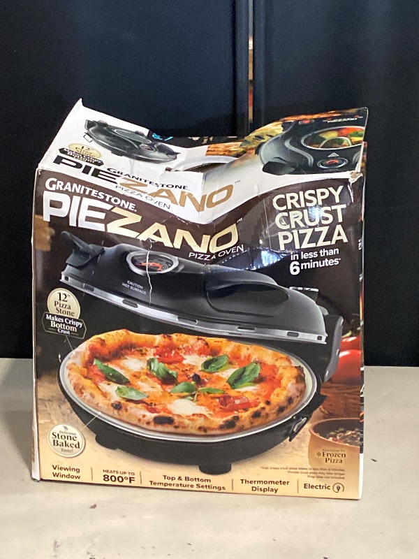 Photo 1 of PIEZANO Crispy Crust Pizza Oven by Granitestone – 12 Inch Electric Pizza Oven Indoor Countertop Maker with Ceramic Stone Heats up to 800F for Delicious Stone Baked Pizzeria Style Pizza at Home