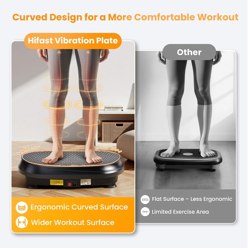 Photo 1 of Curved Vibration Plate Exercise Machine, XL Vibration Plate 400 lbs Capacity with 9 Auto Modes and 120 Adjustable Speeds, Whole Body Vibration Plate Machine for Home Women Men