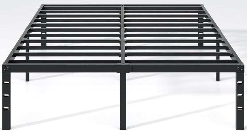 Photo 1 of Metal Bed Frame,Full Size Bed Frame with Storage Space,Heavy Duty Sturdy Mattress Foundation,Easy Assembly,No Box Spring Needed, Black,18 Inch,Full