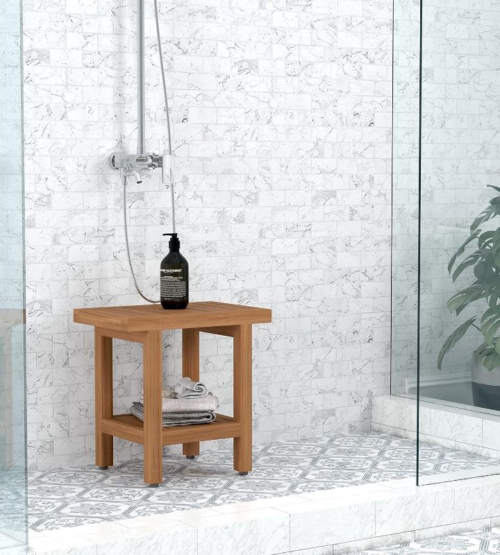 Photo 1 of AquaTeak The Original 18" Spa Teak Shower Bench with Shelf