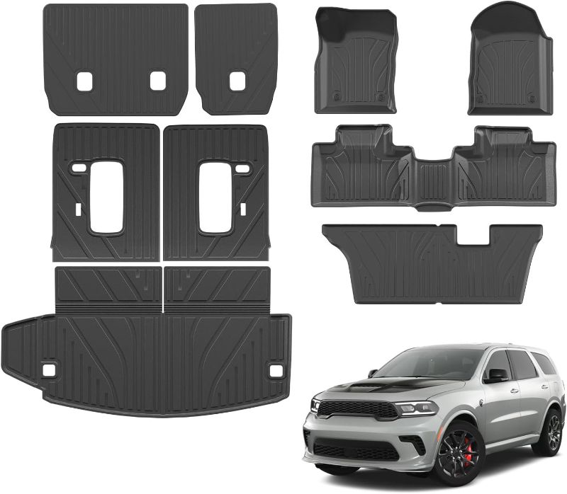Photo 1 of Floor Mats Compatible with 2016-2025 Dodge Durango 7-Seater Trunk Mat Cargo Liner All Weather Back Seat Cover 2024 Durango Accessories (Trunk Mat+2nd&3rd Row Backrest Mats+Floor Mats)
