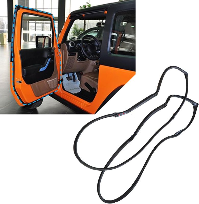 Photo 1 of 1 Pair Front Full Door Felt Gasket Trim Seal Weatherstrip Compatible with Jeep Wrangler 2007-2018 Replace 55395274AW 55395275AW Driver&Passenger Front Full Door Weatherstrip Rubber Seal Strip