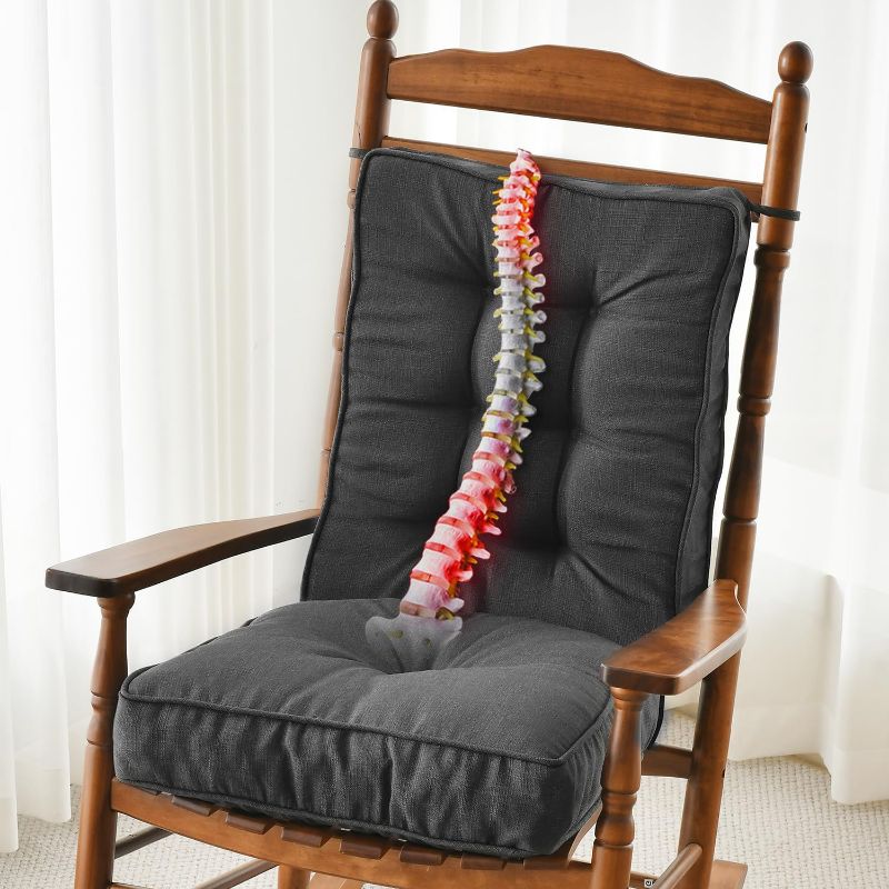 Photo 1 of SUNROX Memory Foam Non Slip Rocking Chair Cushion, FadeShield Water Resistant Thicken Durable Tufted Pads, Set of Seat & Back Cushion with Ties for Indoor/Outdoor Rocker, 2 Piece, Midnight