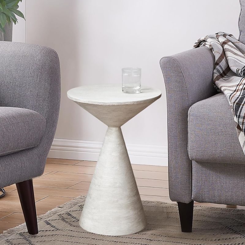 Photo 1 of Small Drink Table, Round Martini Table, Drum End Table Side Table, Metal Accent Table,for Small Space Living Room, Bedroom, Dirt