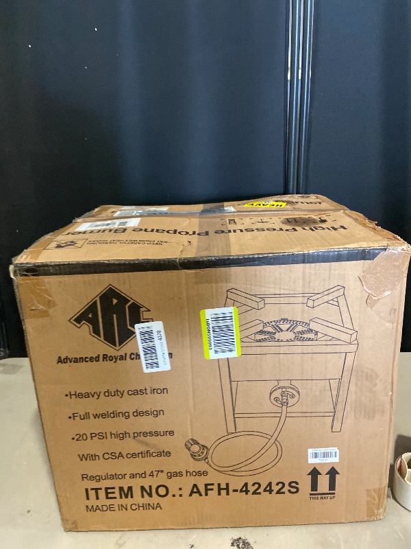 Photo 1 of Single Burner Propane Stove, 200,000BTU Cast Iron High Pressure Outdoor Propane Burner Cooker,16.5"Heavy Duty Square Stove, Great For Outdoor Cooking Turkey Fry,Seafood Boil,Homebrewing