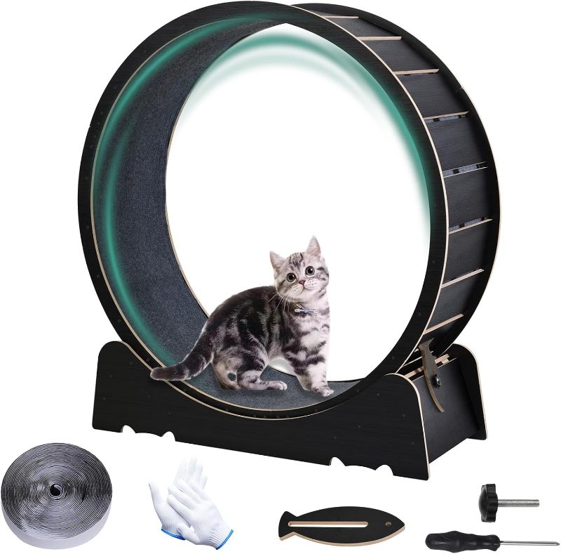 Photo 1 of Large Cat Exercise Wheel 40 Inch Treadmill Exerciser for Indoor Cats Love Kitty Running Toy Walking Training for Fitness Weight Loss Device Suitable for Most Cats Physical Exercise Activity