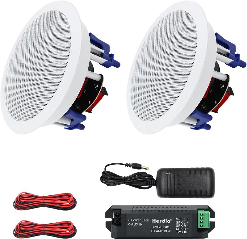 Photo 1 of Herdio 5.25 Inch Bluetooth Ceiling Speakers Home Recessed Speaker System 300 Watts Suitable for Humid,Kitchen,Bedroom,Bathroom,Covered Patio (A Pair)