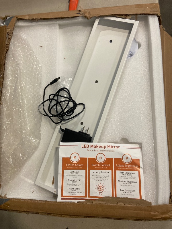 Photo 1 of Vanity Mirror with Lights Lighted Makeup Mirror with Dimmable LED Bulbs,3 Color Lighting Modes,USB Charging Port Touch Control,Sturdy Metal Frame Design,White (50x40cm, 4.70)