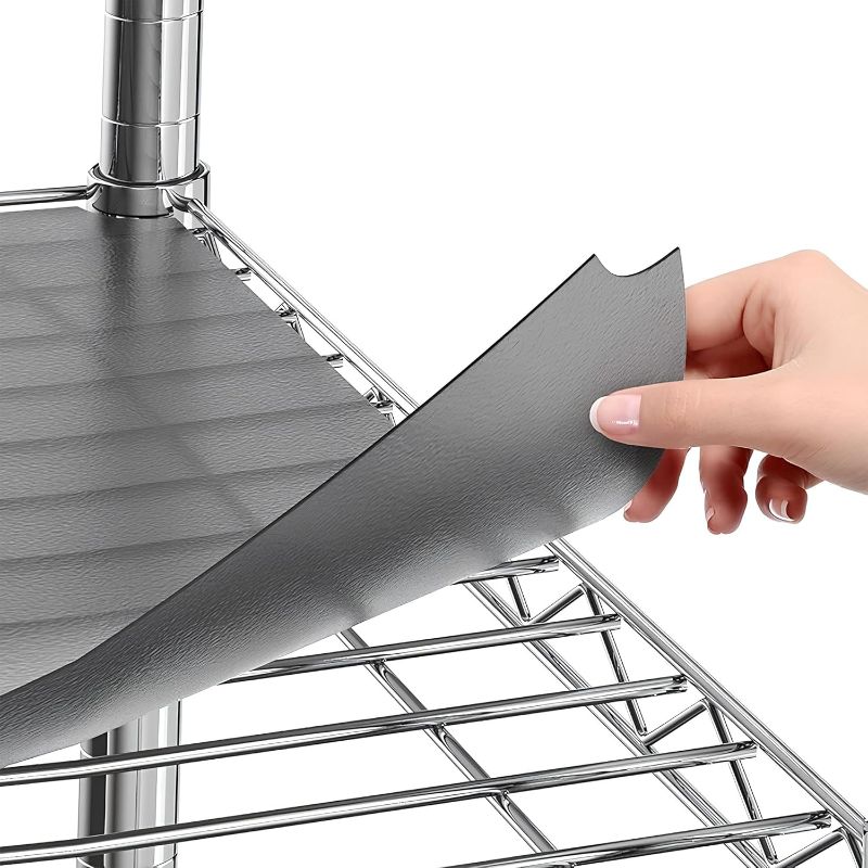 Photo 1 of Shelf Liners for Wire Shelf System: Set of 4 in Graphite: 14 x 36 inch: Plastic Wire Shelving Shelf Mats