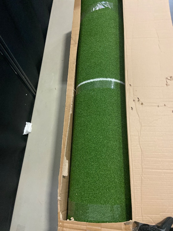 Photo 1 of Dual Turf Golf Mat - Practice Indoor/Outdoor, 5 x 4 ft Hitting Mat with Alignment Lines, 9 Tees & Balls Accessories for Swing, Chipping, Putting