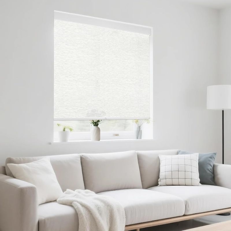 Photo 1 of 31" W x 72" H Cordless Light Filtering Roller Shade for Windows, Free Stop Windows Shades, Thermal Insulated Linen-Style Blinds for Home and Office, Modern Window Blind Color-Matched (White)