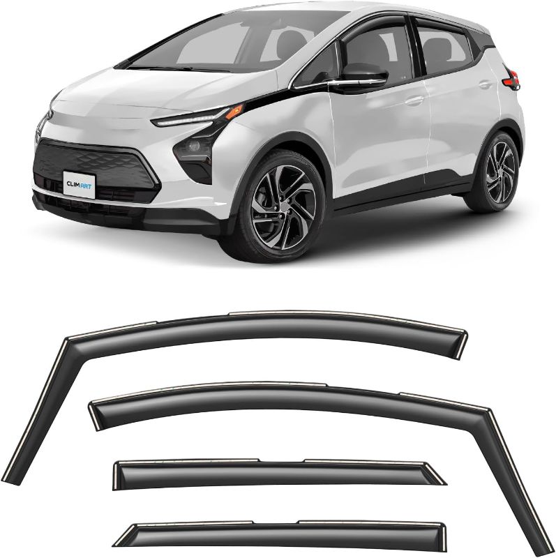 Photo 1 of CLIM ART in-Channel Incredibly Durable Rain Guards for Chevrolet (Chevy) Bolt EV 2017-2023, Original Window Deflectors, Vent Window Visors, Vent Deflector, 4 pcs.