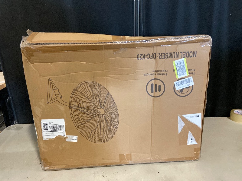 Photo 1 of Wall Mount Fan Oscillating, Industrial Heavy Duty Metal 3 Speed Fan, 20 Inch High Velocity Adjustable Tilt, Use for Garage, Shop, Warehouse, Patio, Factory and Homes