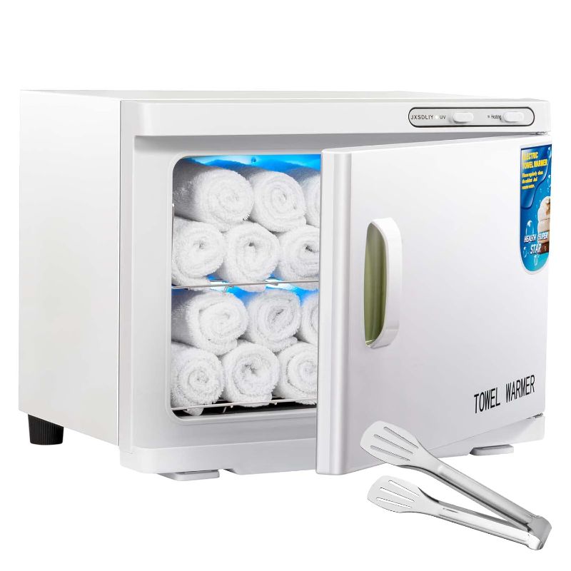 Photo 1 of 
Hot Towel Warmer Cabinet with LED Light - JXSDLIY 23L Large Capacity Towel Cabinet for Bathroom 2-in-1 Professional Hot Towel Warmers for Facials SPA Massage Salon Heats Up Quick Towel Heater (white)