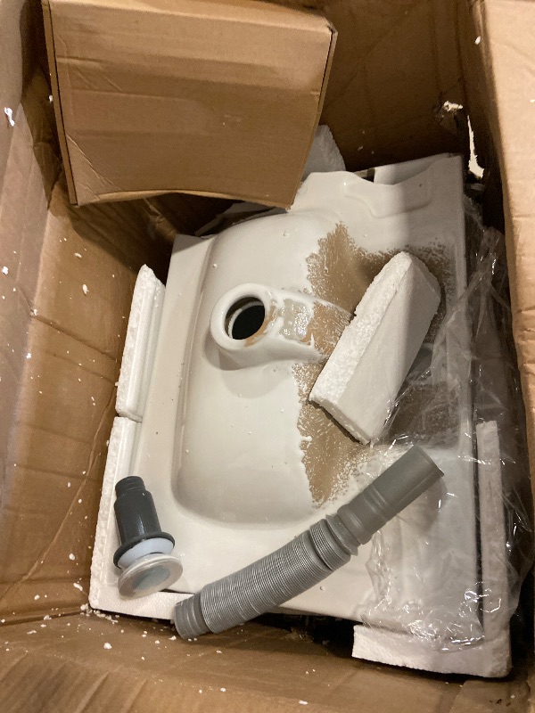 Photo 1 of Simple 23.6" Wall Mounted/Vessel Bathroom Sink with Overflow Faucet Mount: 1 Hole
