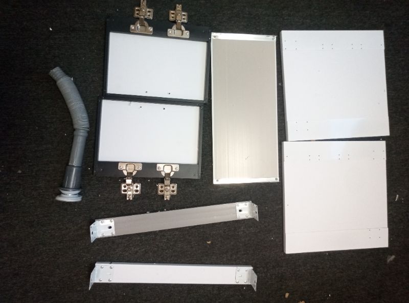 Photo 1 of Bathroom/Kitchen Faucet and accessories ( Black Faucet, supply lines, drain, cabinets and shelves)  