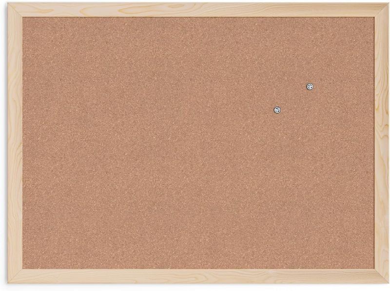 Photo 1 of U Brands Cork Bulletin Board, 18" x 24" Inches, Light Birch Wood Frame (265U00-01)