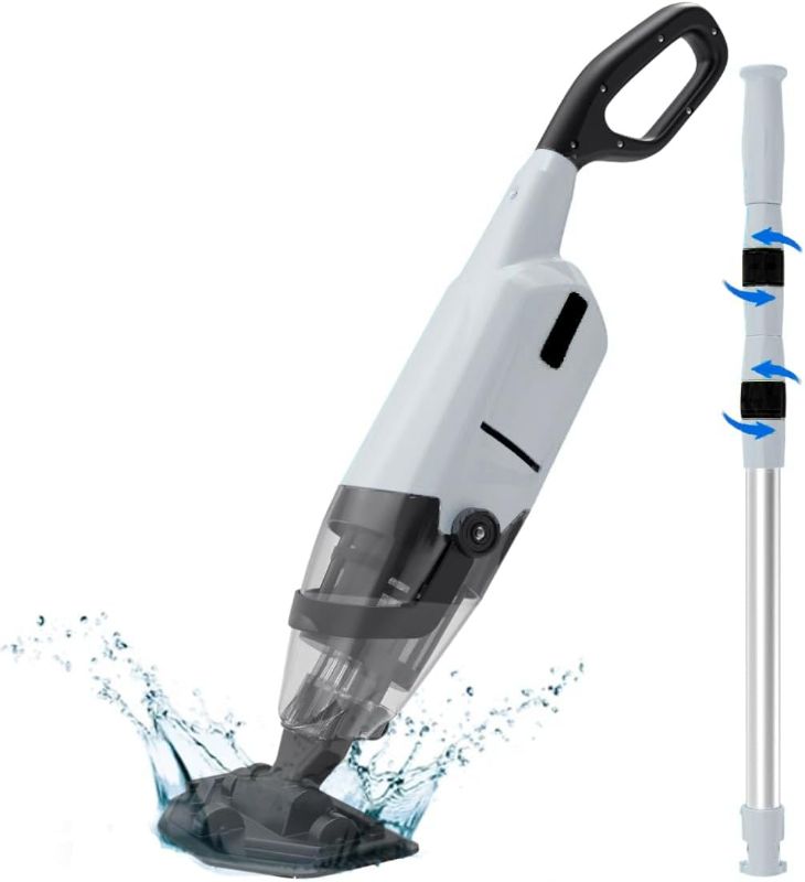 Photo 1 of Cordless Pool Vacuum Cleaner for Above Ground Pool & In Ground Rechargeable Pool Vacuum Cleaner - 90 Mins Runtime, with 69" Telescopic Pole, Spa Vacuum for Hot Tub- Fast 3H Charge (Silver Grey)