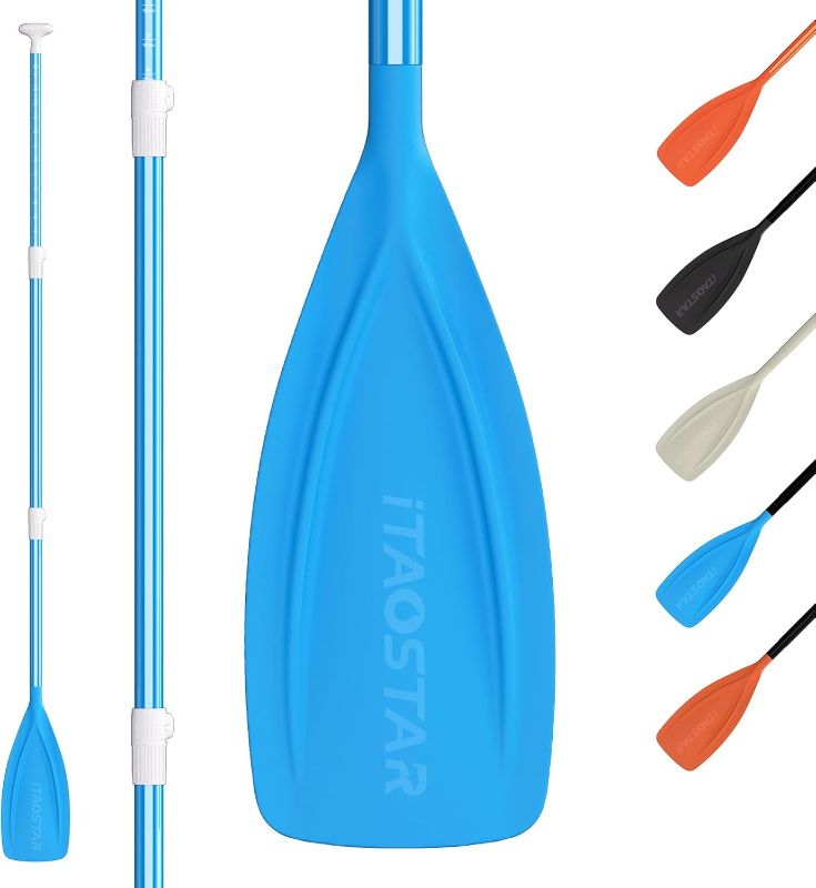 Photo 1 of Paddle Board Paddle Detachable, Stand Up Paddle for Adults with Double Locks, Kayak Paddle Adjustable with Glass Fiber Blade, Floating Paddle Board Oar with Lightweight